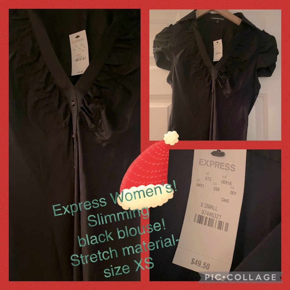 Women’s Express black blouse! NEW w/tags! Super stretchy and slimming